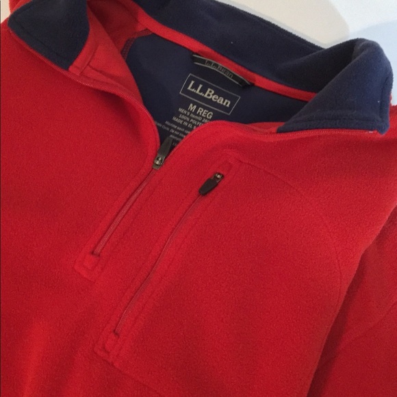 LLbean Mens Red Pullover Fleece - Picture 2 of 4